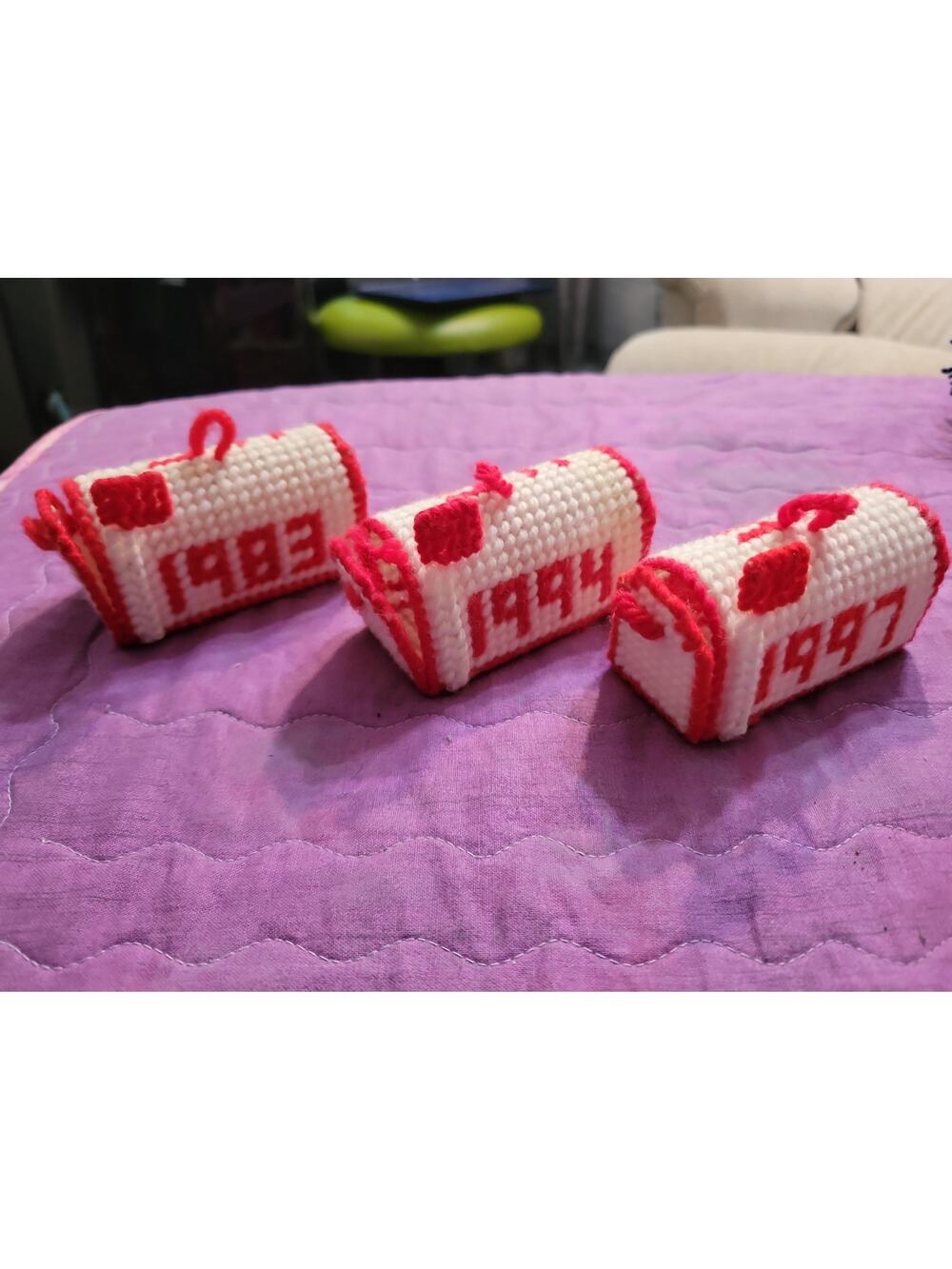 Crochet Mailbox Christmas Ornament X 3 Us Mail Retro